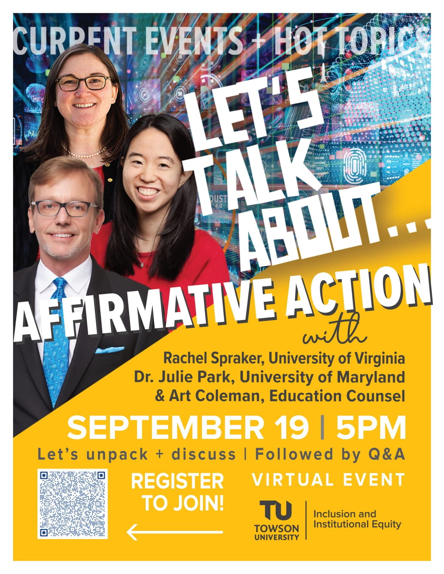 flyer for lets talk about...affirmative action event on sept 19
